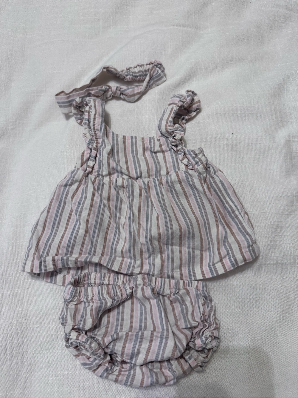 Carter's Pink & Gray Striped Baby Sundress with Bloomer and Bow